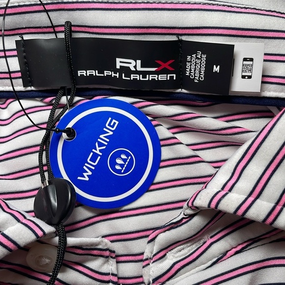 Ralph Lauren RLX white/pink and black classic fit performance polo sz M - Picture 2 of 8